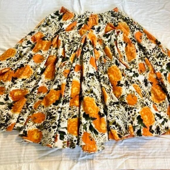 Chelsea & Theodore Boho 70s Floral Wallpaper Full Skirt Maxi Full Cottag… - Picture 4 of 7